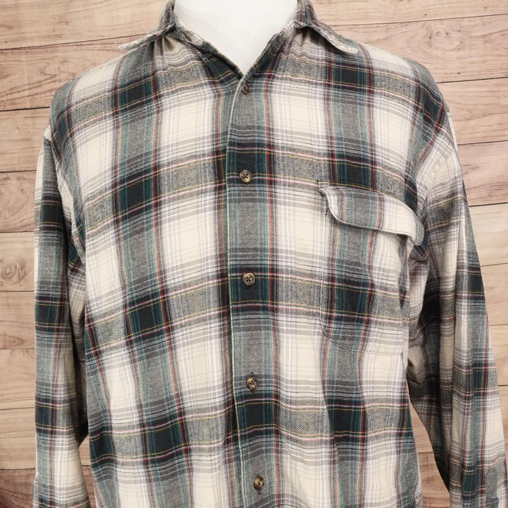 Eddie Bauer Shirt Mens L Multicolor Plaid Long Sleeve Button-Up Flannel Cotton
